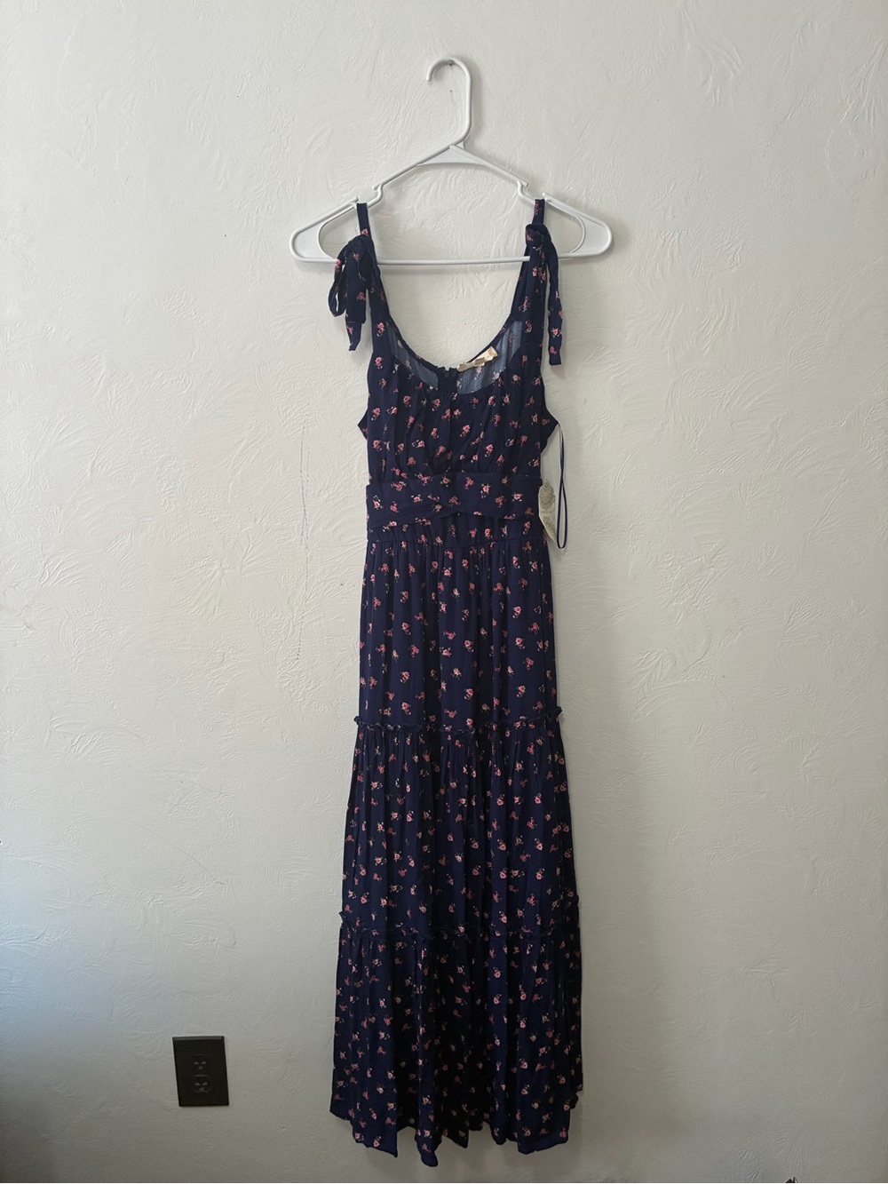 Altar'd State Navy Maxi Dress with Pink Floral Accents - Picture 2 of 11